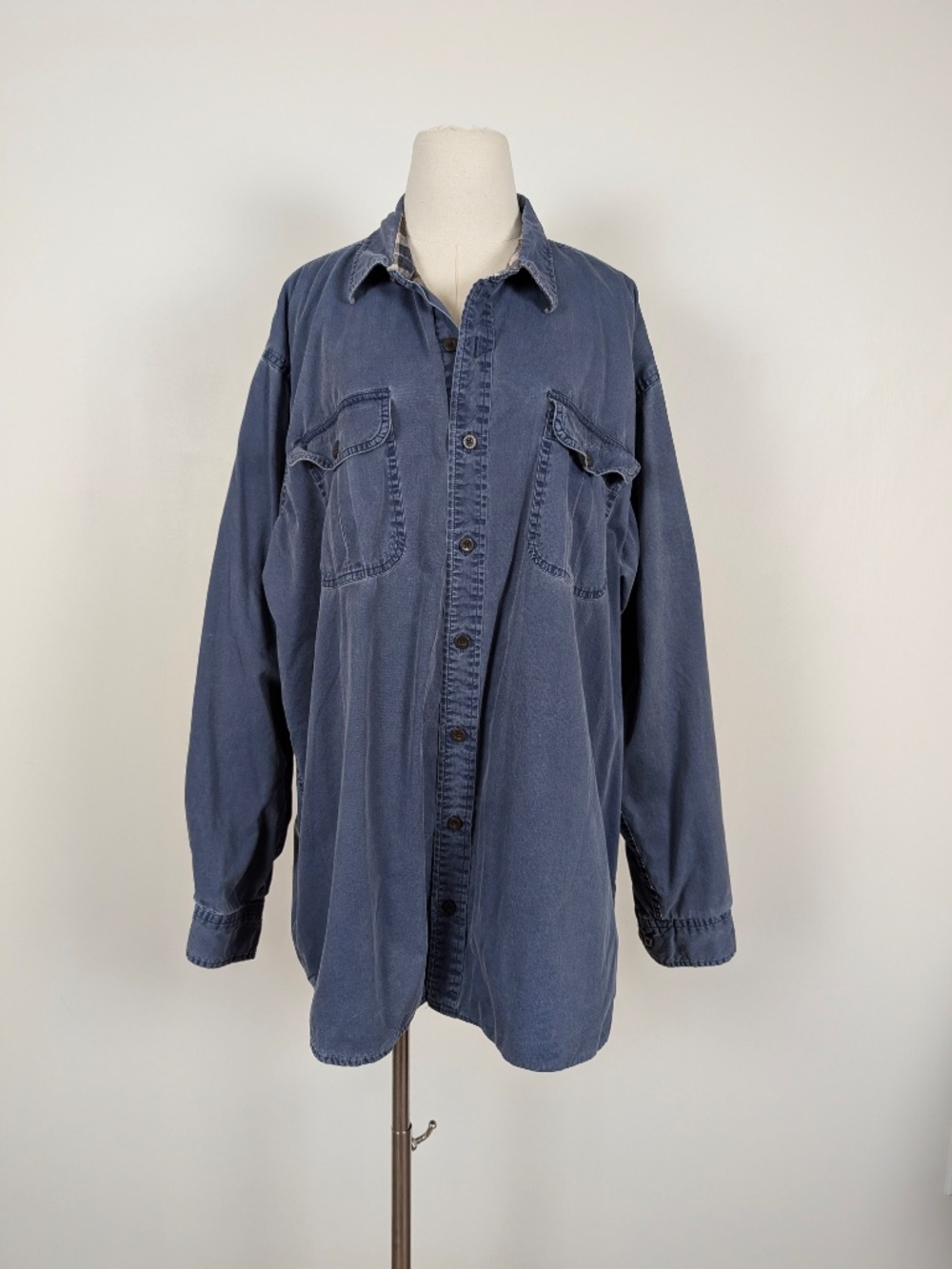 Redhead Lined Oversized Shacket Cotton Size 2XL Blue Relaxed Fit - Picture 9 of 14